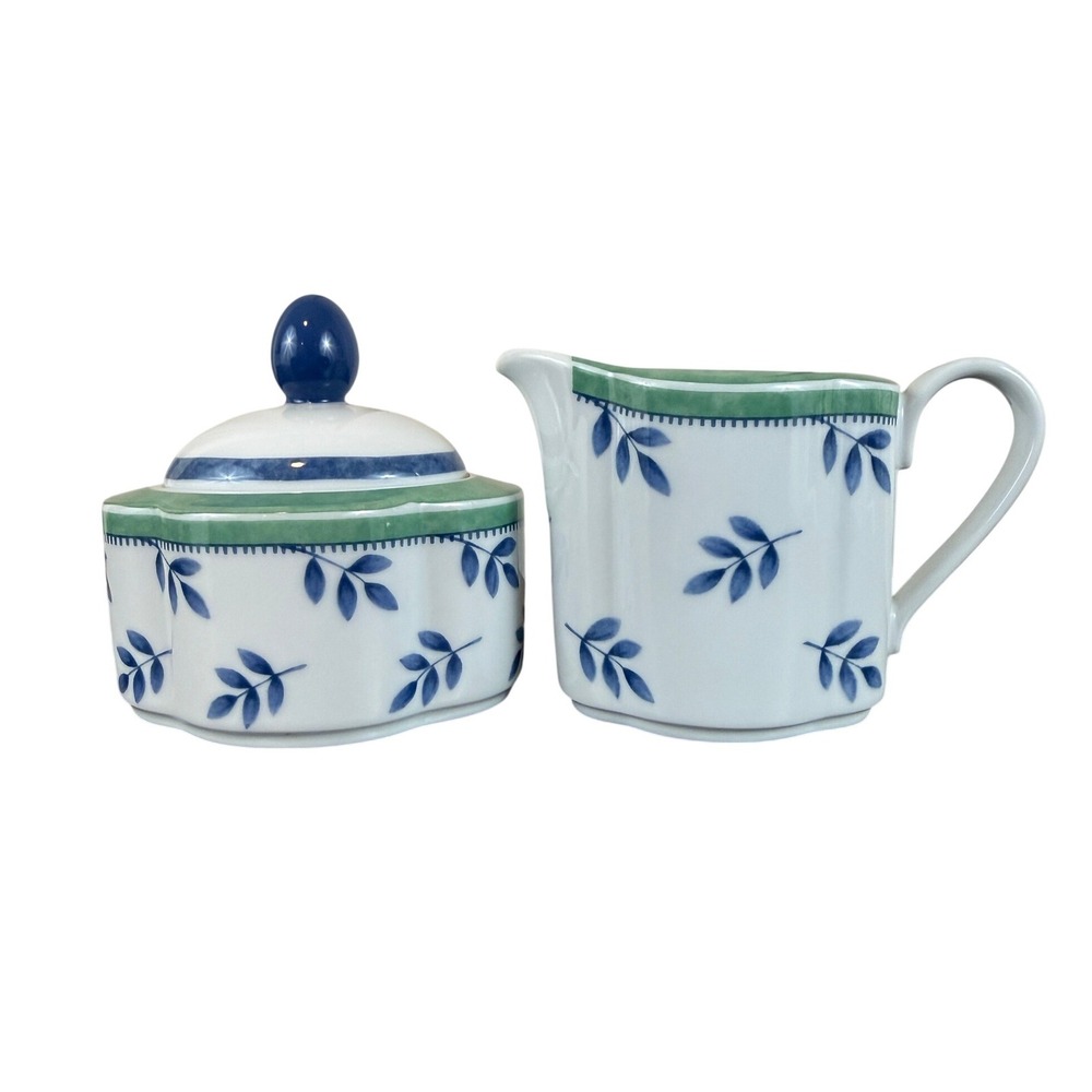 Vintage Villeroy and Boch Switch 3 Pattern Creamer‎ and Lidded Sugar Dish Set